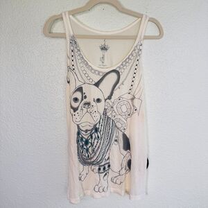 Key Closet Top Womens Large Frenchie Bulldog Tank Rhinestone Swarovski Crystal